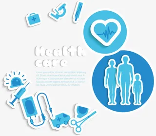 蓝色医疗元素矢量图免抠