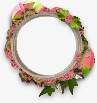 鲜花装饰相框免抠