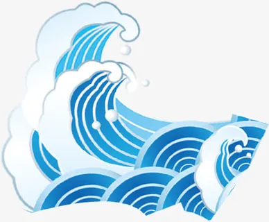 中国风浪花祥云装饰免抠