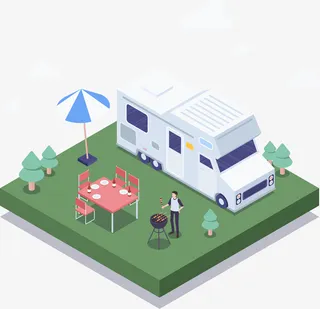 手绘立体汽车房子免抠