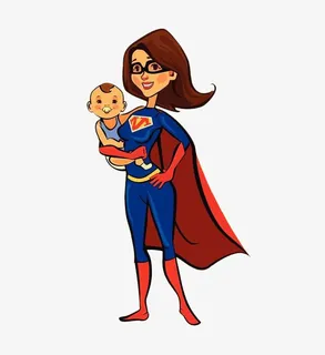 超人妈妈手绘装饰PNG免抠