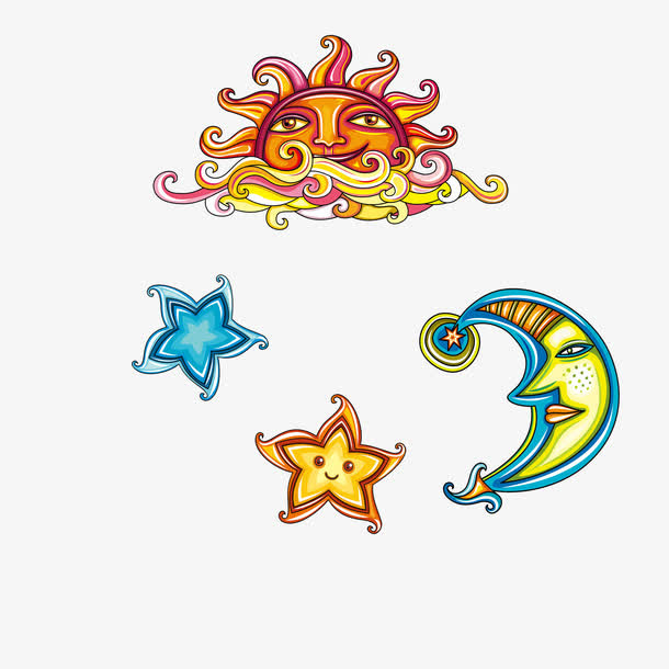 太阳月亮星星免抠