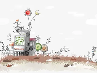 创意插画房子免抠