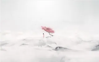 水彩风景图一个人的冬日免抠