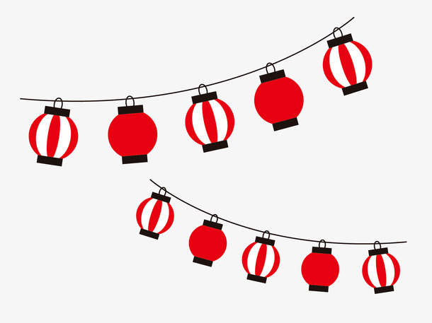 线条上的红色灯笼免抠