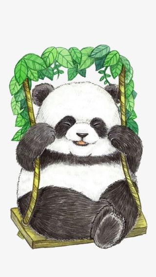 荡秋千的熊猫免抠