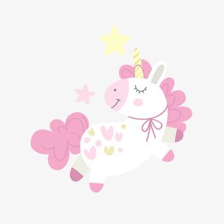 可爱粉色独角兽矢量图免抠
