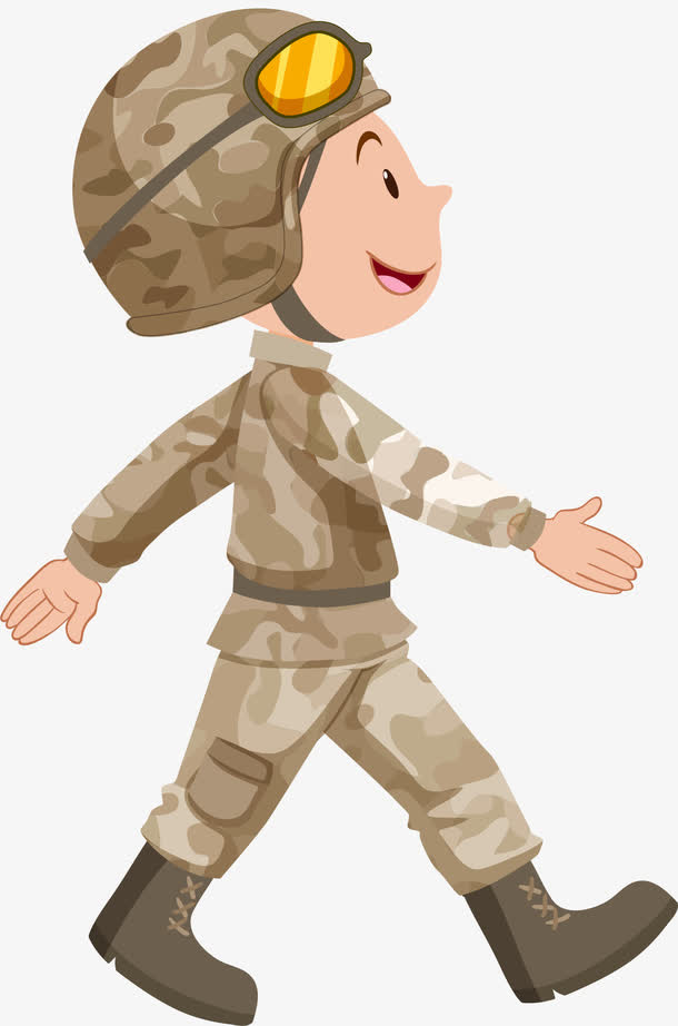 军绿色卡通士兵免抠