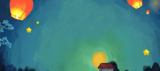 手绘油画中秋节banner高清