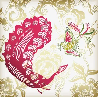 孔雀花纹鸟纹背景