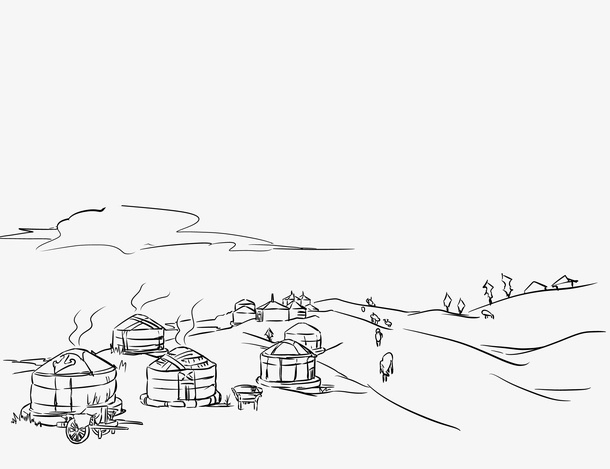 线描大草原免抠