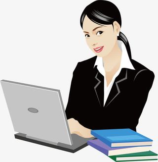 手绘时尚女白领免抠