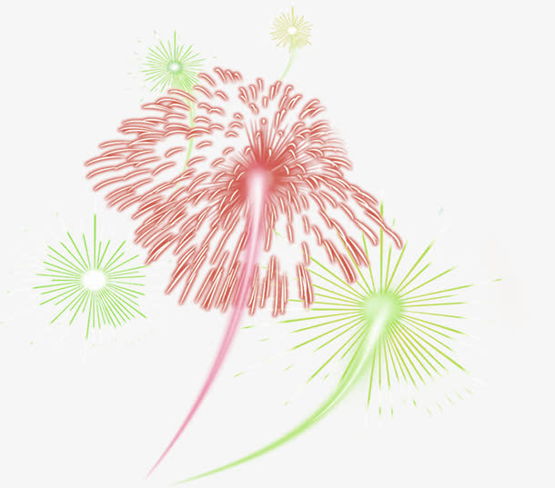 红色上升的烟花开业免抠