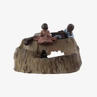 陶瓷流水喷泉 室内桌面小和尚禅免抠