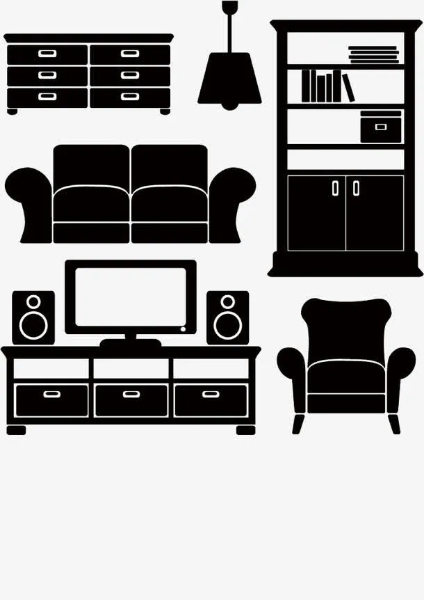 黑色家具图标免抠