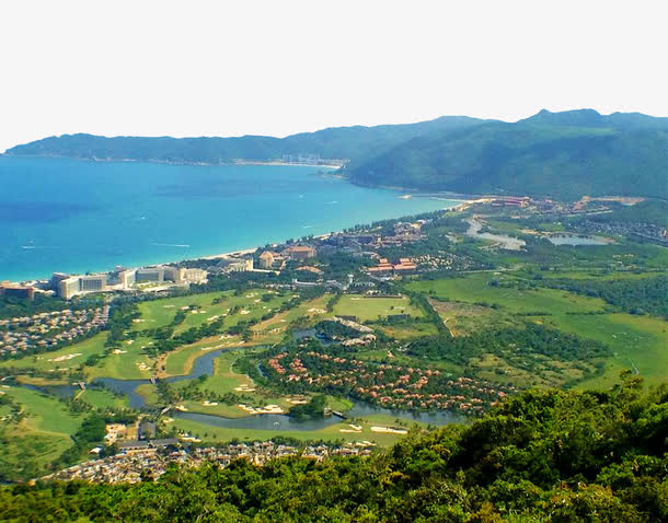 亚龙湾海滨城市鸟瞰俯视景观免抠