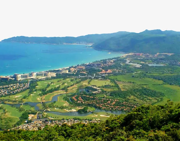 亚龙湾海滨城市鸟瞰俯视景观免抠