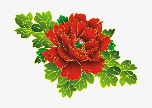 一朵大红花免抠