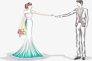 七夕情人节新郎新娘手绘免抠