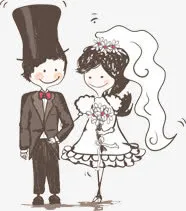 卡通新郎新娘设计免抠