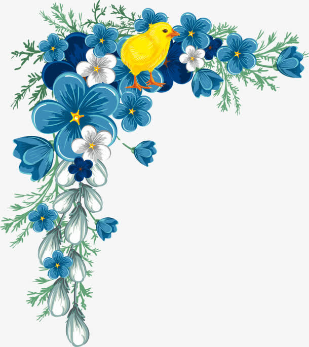 卡通手绘花朵边框免抠