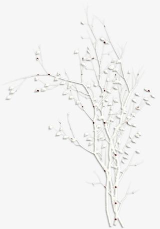 白色手绘树枝 黑色描点 png素材免抠