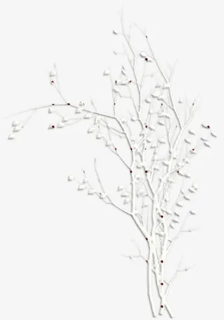 白色手绘树枝 黑色描点 png素材免抠