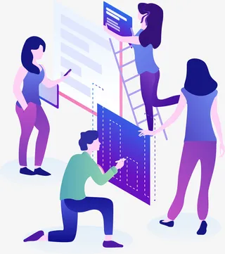 2.5D商务办公人物讨论数据分免抠