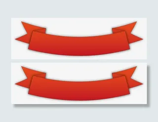 红色丝带横幅免抠