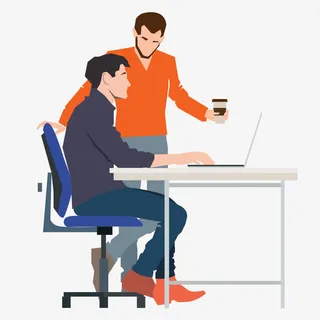 手绘矢量讨论工作技术人员免抠