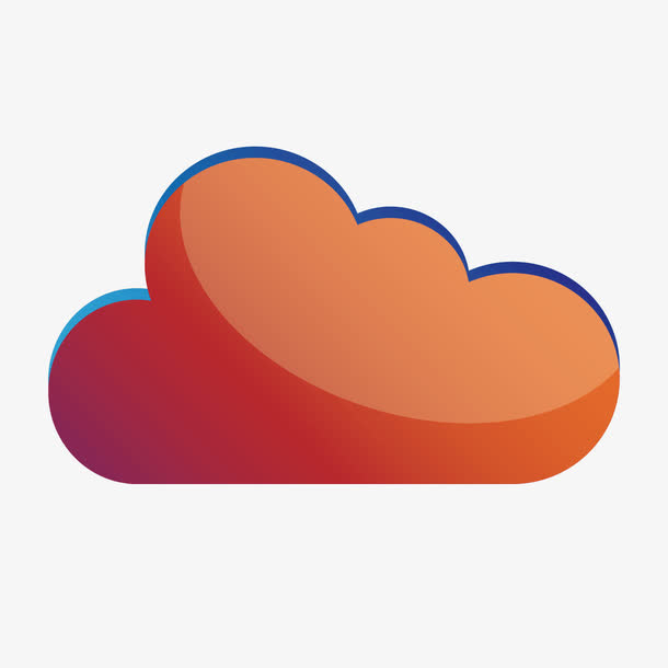 红色圆弧科技云免抠