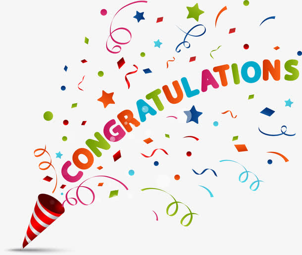 彩色礼炮艺术字免抠