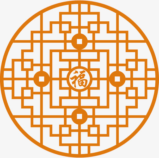 圆形的古典古风窗棂免抠