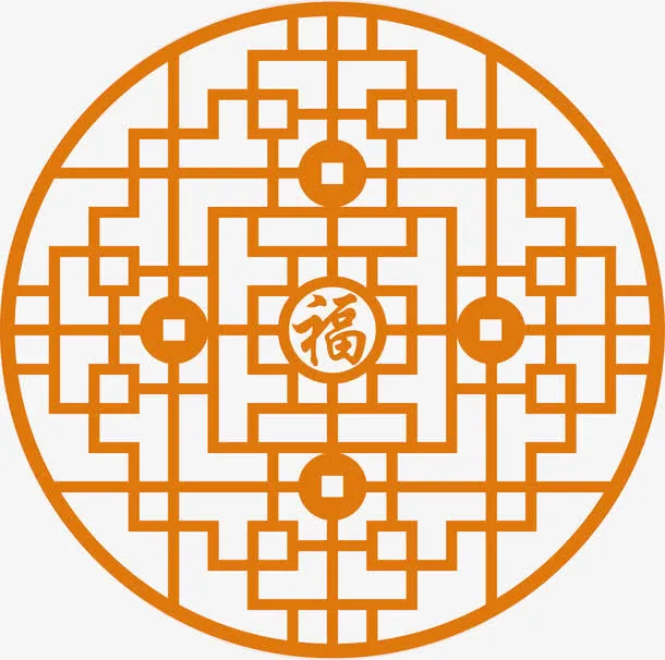 圆形的古典古风窗棂免抠