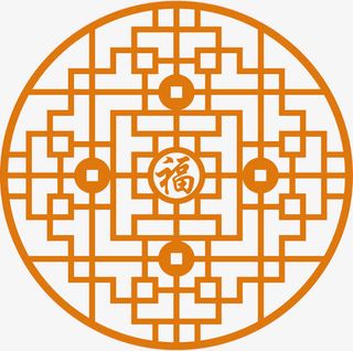 圆形的古典古风窗棂免抠