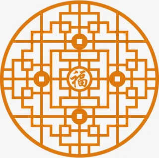 圆形的古典古风窗棂免抠