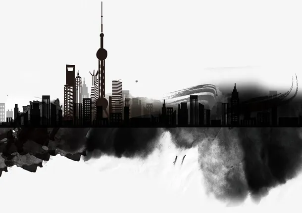 中国国际进口博览会上海城市剪影免抠