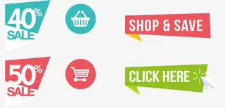 彩色可爱促销标签免抠