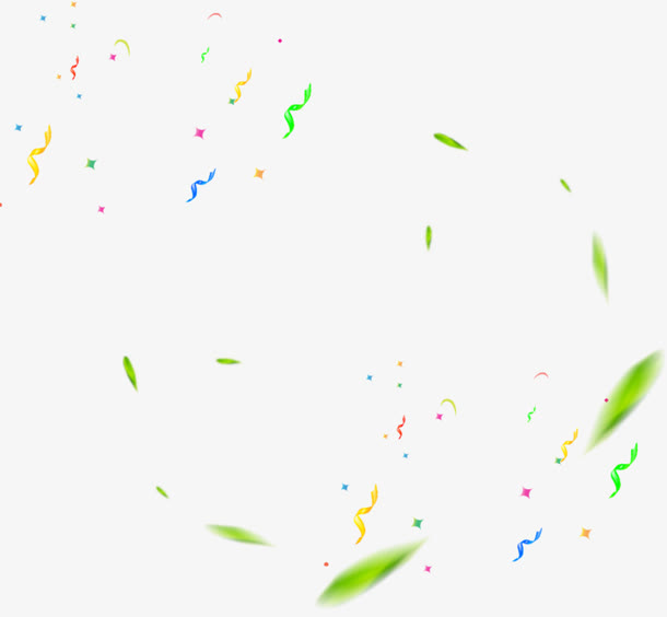 绿色清新旋转树叶礼花漂浮素材免抠