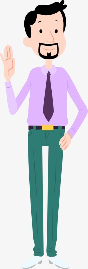 微笑可爱招手中年人免抠