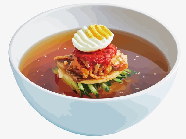 手绘清爽冷面免抠