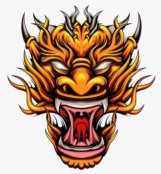 张大嘴的龙头免抠