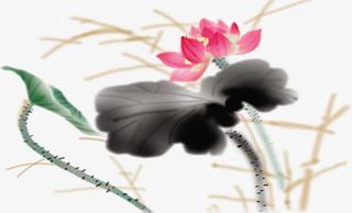 复古风莲花水墨背景图