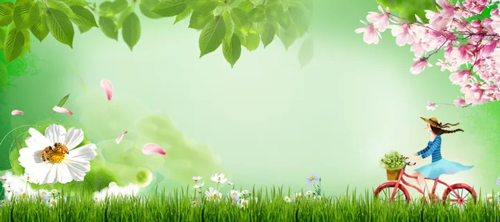 清明踏青邂逅春天活动海报背景素材高清