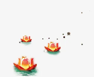荷花河灯免费素材免抠