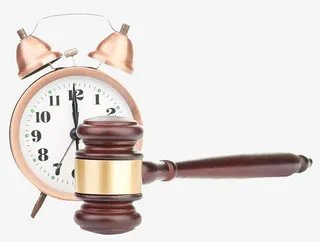 金边木质锤侧面与闹钟免抠