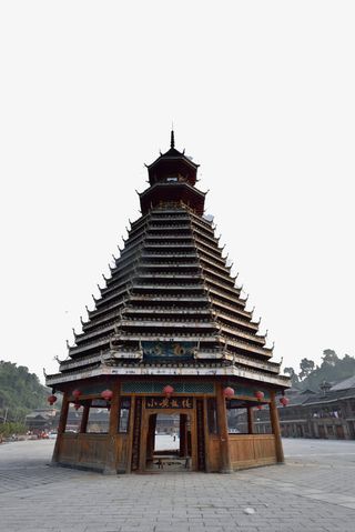 古典建筑贵州侗族鼓楼PNG免抠