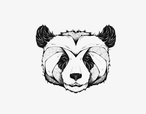 黑白手绘熊猫免抠