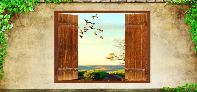 创意树藤墙壁小清新背景图高清