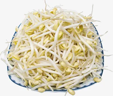 一盘新鲜的黄豆芽免抠